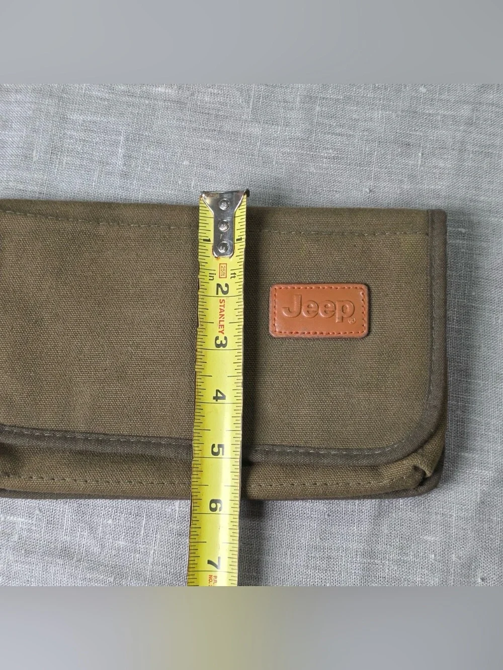 Vintage Jeep Olive Green Canvas Travel Wallet Clutch Organizer Bag